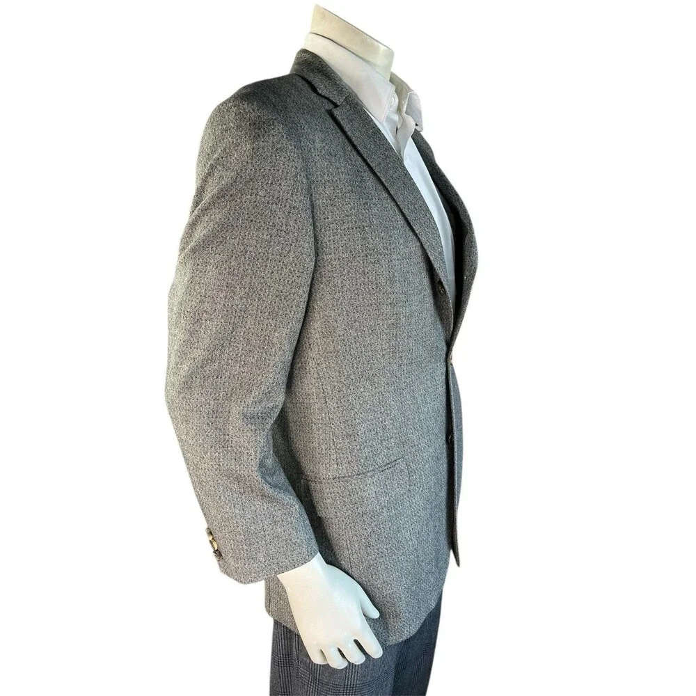 Hugo Boss Blazer Men 40R Rossellini/Movie Grey Geometric Textured Cashmere Wool